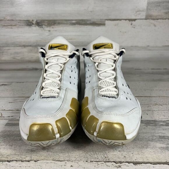 Nike Max Air 050204 Athletic Basketball Shoes Gold‎ White Lace Up Mens Size 10.5 - Picture 4 of 8